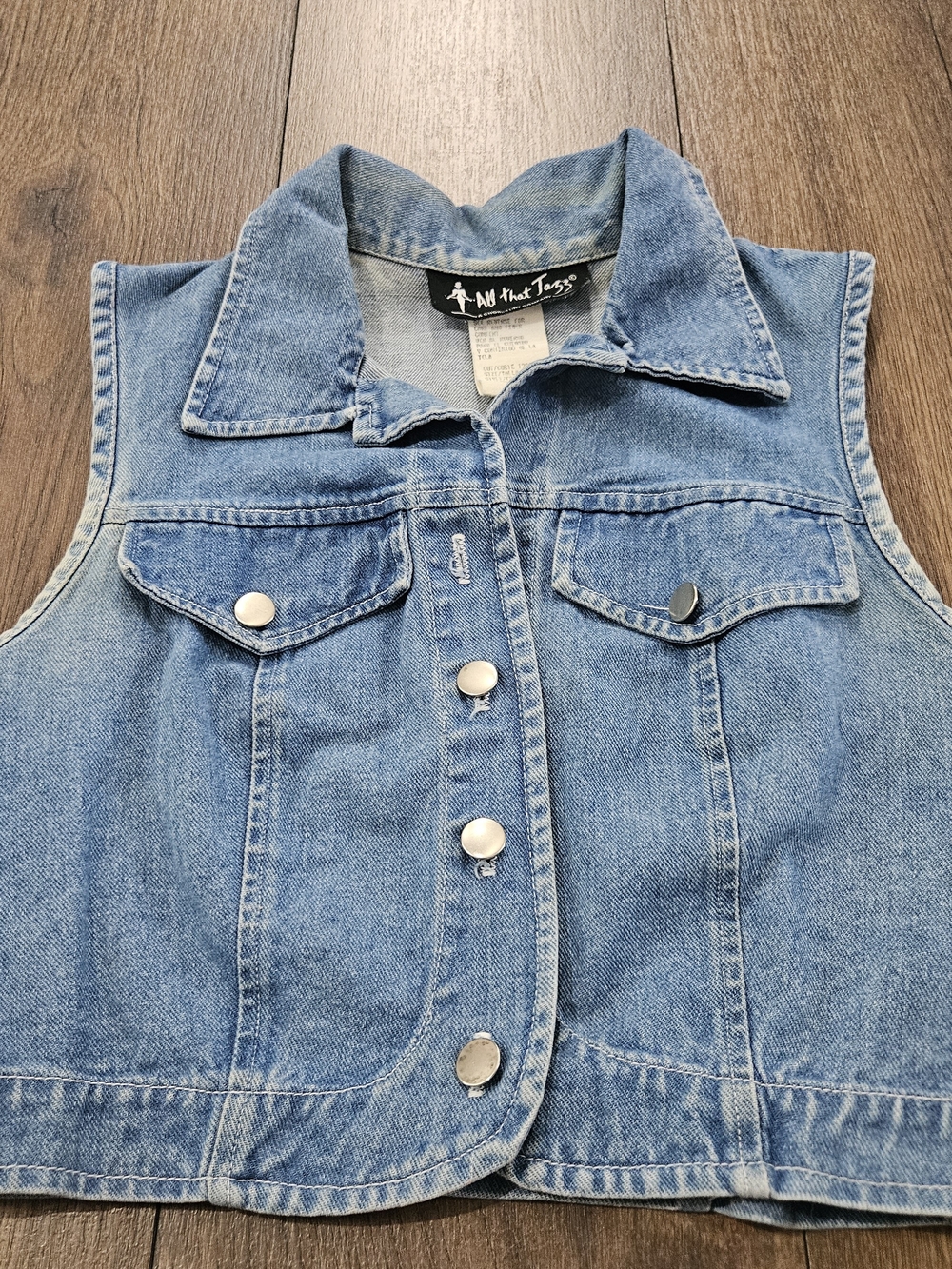 All That Jazz Light Blue Denim Vest with Snap Front